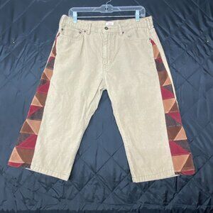 Men's Patchwork Shorts Reworked Corduroy Handmade Upcycled Boho Festival Sz. 34